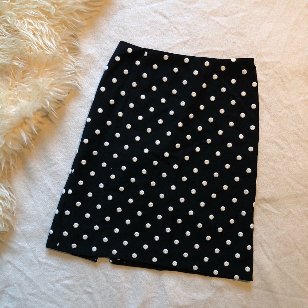 Moschino Silk Black Skirt White Knots polka dot